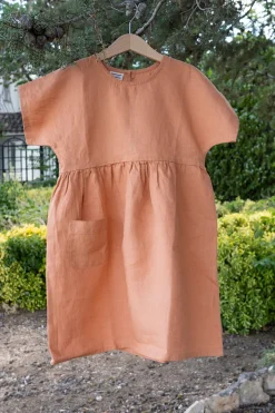 Cristina Oria Minichef^Vestidos De Lino Naranja Niños